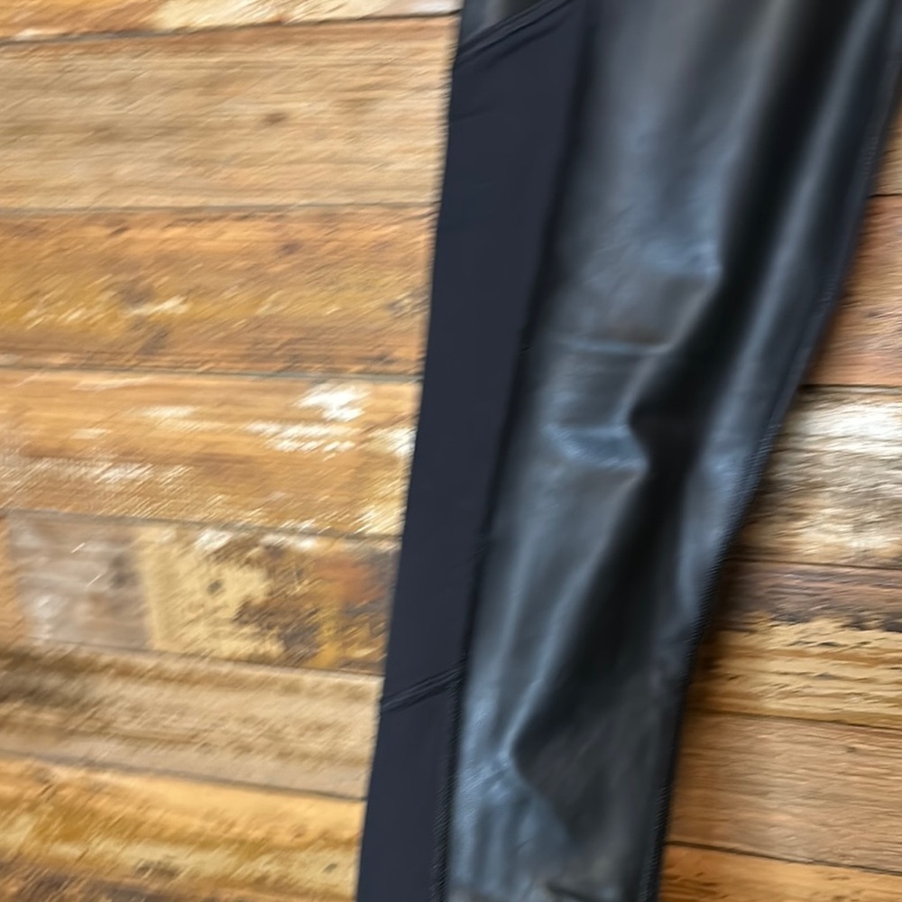 Athleta Gleam Chaturanga Black Faux Leather Leggings - Picture 3 of 9